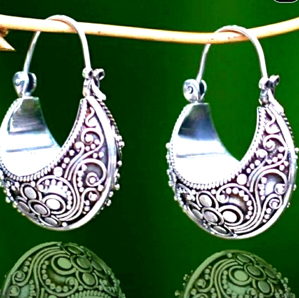 NEW Sterling Silver Bali Paradise Hoop Earrings